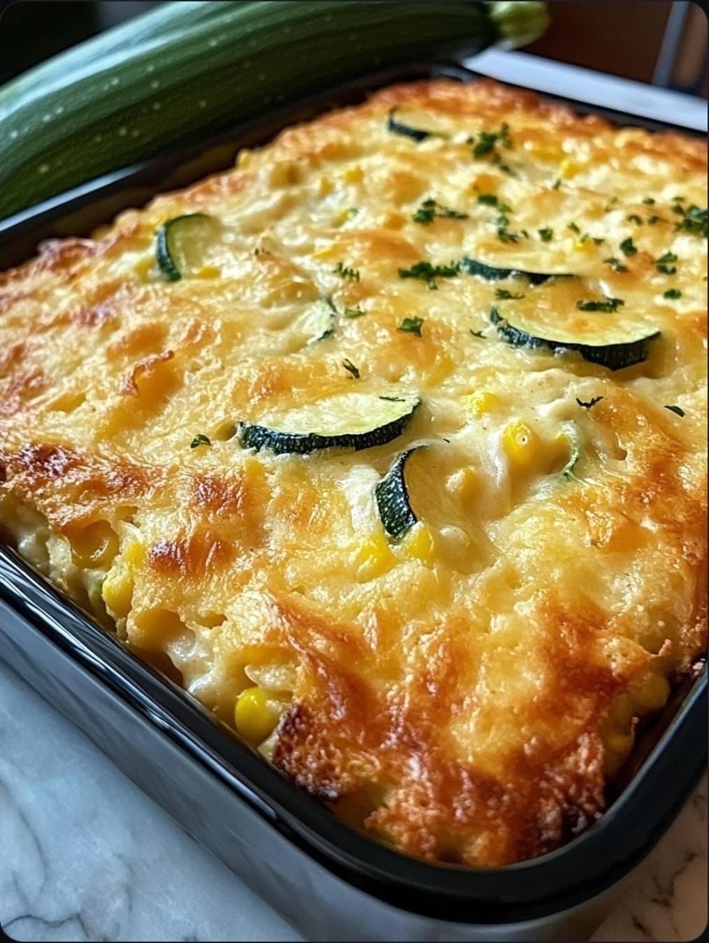 Cheesy Zucchini Cornbread Casserole