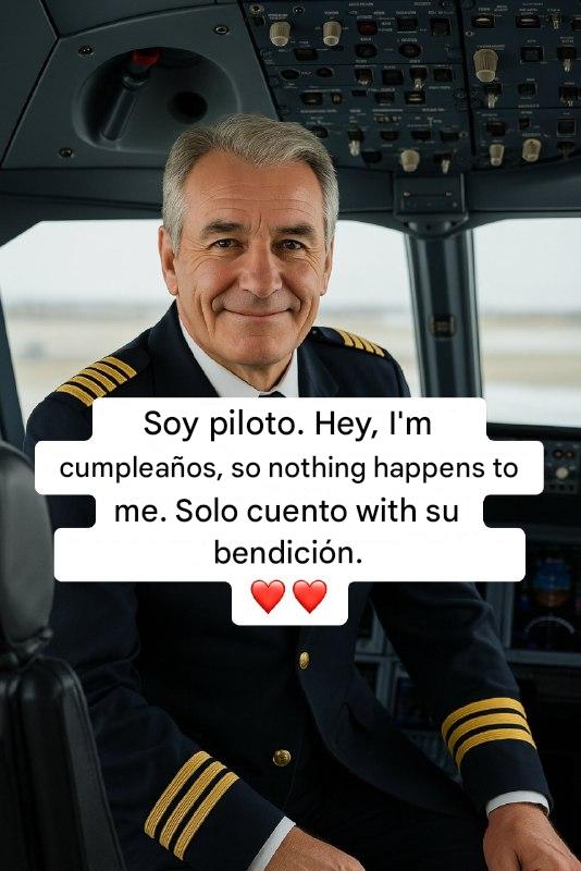 Today is my birthday… and I’m spending it in the cockpit of an airplane.  I’m a pilot. I always have been. I’ve dedicated my life to the sky, to flying, to the people on board. I’ve transported thousands—children returning home, couples reuniting, dreams taking flight.  But today I realized something: when this plane lands, no one will be waiting for me at the door. I don’t have a wife or children. My family is in the clouds, in the memories of every passenger.  Today, all I have is this uniform, this sky… and, if it’s not too much trouble, your blessing.  Sometimes, a simple “happy birthday” can touch more than any destination. ❤️✈️