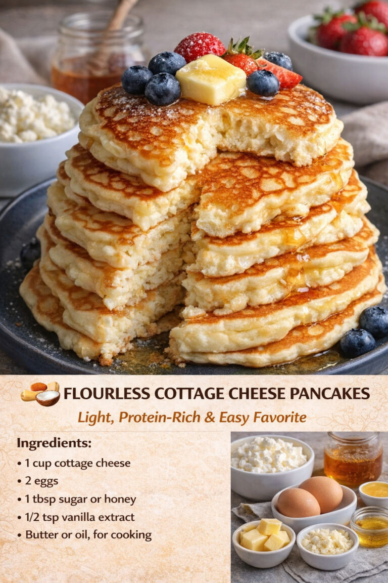 Flourless cottage cheese pancakes