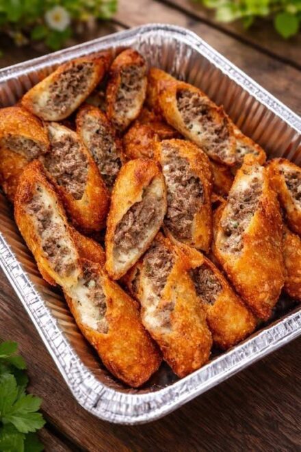 Egg rolls filled with Philly cheesesteak.
