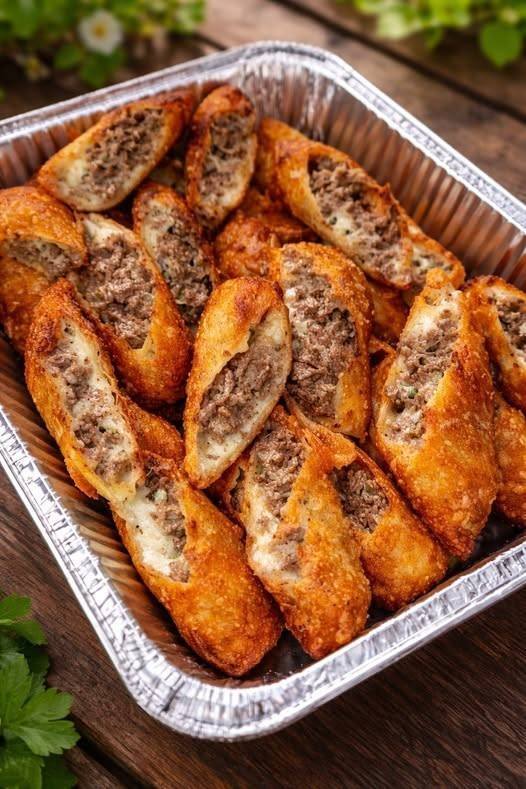 Egg rolls filled with Philly cheesesteak.