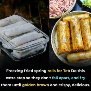Freezing fried spring rolls for Tet: Do this extra step so they don’t fall apart, and fry them until golden brown and crispy, delicious.