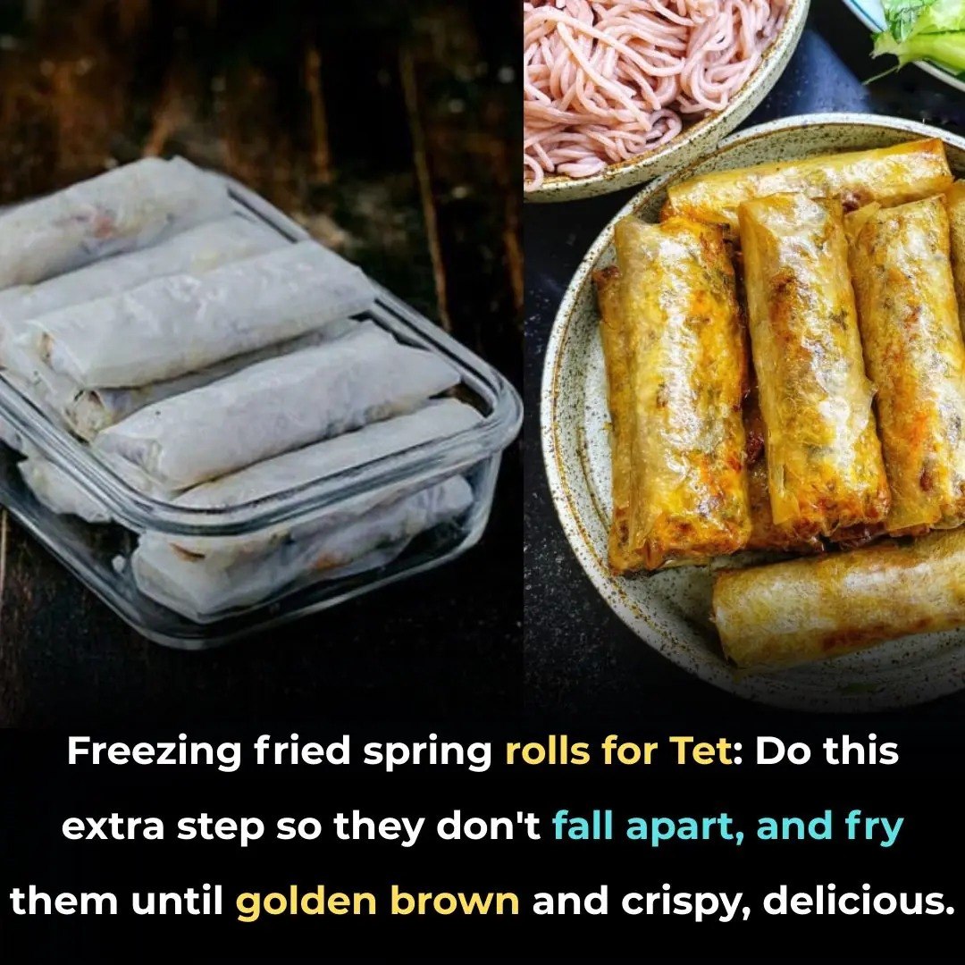Freezing fried spring rolls for Tet: Do this extra step so they don’t fall apart, and fry them until golden brown and crispy, delicious.