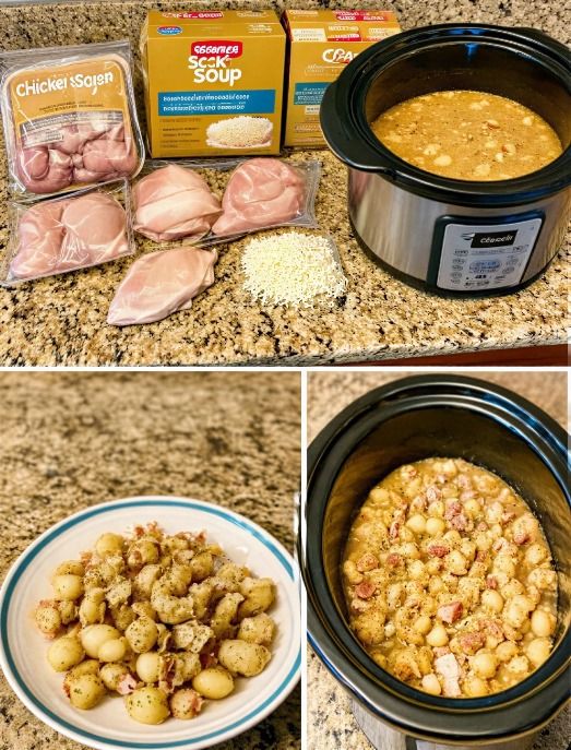 Dump 4 ingredients into a slow cooker!