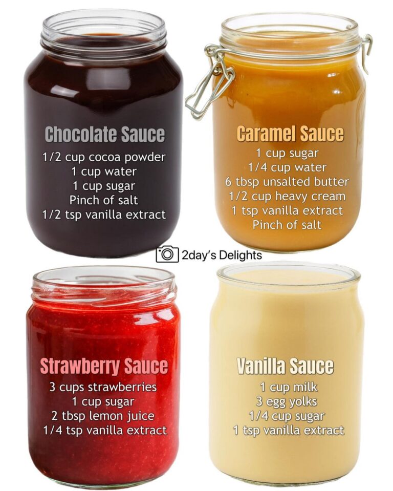 Chocolate Sauce, Caramel Sauce, Strawberry Sauce, Vanilla Sauce!!!!