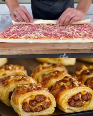 Flaky Puff Pastry Snacks with Sausage and Cheese