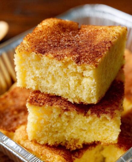 4-Ingredient Eggnog Cake Bars (Foil-Tray Method)