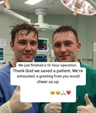 15 hours of struggle.  Trembling hands. Exhausted eyes.  But a relieved heart—we saved a life.  Now we just need something small.  A word. An emoji. A “hello.”  ❤️ Because doctors need love too.