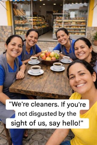 Today, let’s give ourselves a five-minute break. ☕️🍞 Among mops, buckets, and uniforms, we do a job that almost no one applauds, but that everyone needs. 🧹✨ Sometimes people walk by and don’t even look at us… as if we were part of the floor we just cleaned.  So we sit down, smile, and take this picture. 🍎💛 Not to elicit pity, but to remember something simple: respect. A “hello” can brighten someone’s day without costing you a thing. 🤝
