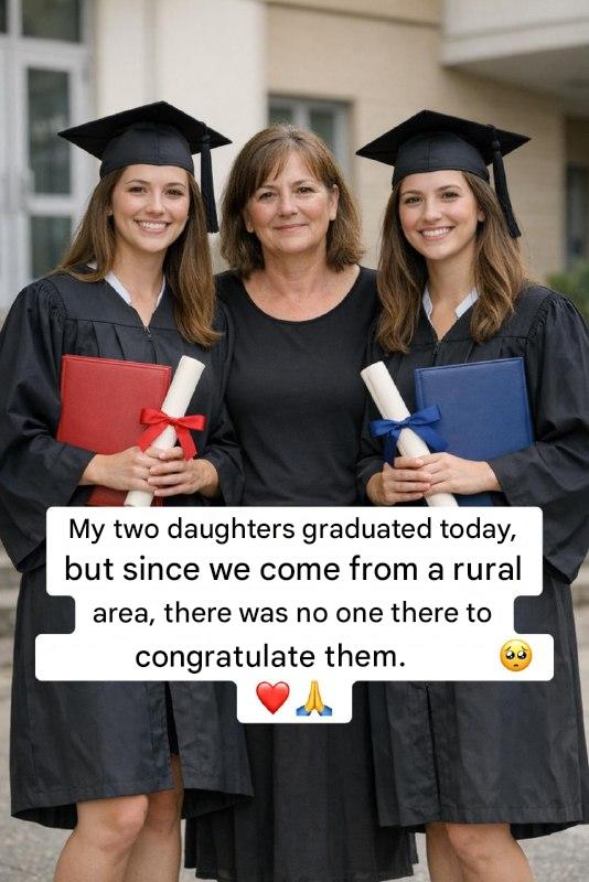 Today was one of those days that stays in your heart… even though it hurts a little.  My two daughters graduated. I still find it hard to believe when I say it out loud, because for a long time this dream seemed too big for someone where we come from. Our life has always been simple. Getting up early, struggling for the basics, doing a thousand mental calculations, choosing between the “now” and the “future,” and almost always choosing their future.  There were days when we lacked energy. There were days when we lacked money. There were days when we even lacked support. But do you know what was never lacking? Their will… and my maternal faith, that quiet stubbornness that says: “everything will be alright.”  When graduation day arrived, I prepared as best I could. I looked in the mirror and saw a tired woman, but with an irrepressible pride. They were beautiful, in their gowns, smiling… holding their diplomas like someone holding a hard-won victory. I wanted them to receive hugs, kind words, congratulations… I wanted them to have that crowd that so many people have.  But when we arrived… there was hardly anyone there for us.  And I felt a lump in my throat. Not from shame. Not from sadness over the achievement, because the achievement is enormous. It was because I realized how, sometimes, the world is distracted by the struggle of those who come from the countryside, from rural areas, who don’t have a “name,” don’t have a “famous surname,” don’t have “important people” nearby.  Even so, they smiled. And I smiled too. Because I know the path we traveled. I know the price we paid. I know how much they deserve it.  If you’ve read this far, I just wanted to ask you for one very simple thing: leave a congratulatory message for my girls. A phrase, a blessing, a kind word… any kind of affection.  Because there are people who don’t have an audience, but they have a story.  And today, our story won. 🥺❤️🙏