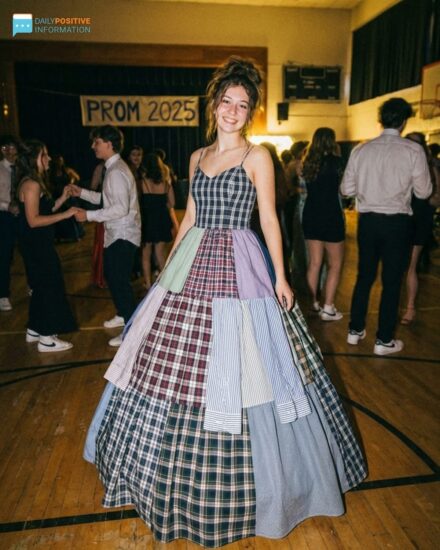 I Sewed My Prom Dress From My Late Father’s Shirts—My Classmates Laughed Until The Principal Grabbed The Mic