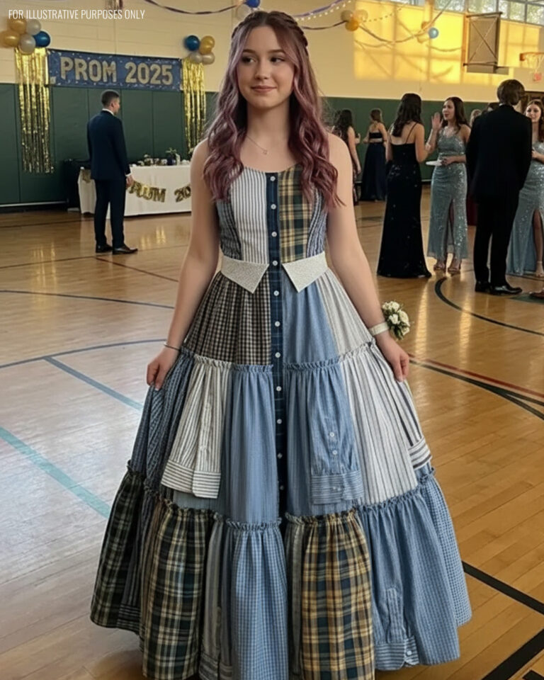 I Sewed a Dress From My Dad’s Shirts for Prom in His Honor – My Classmates Laughed Until the Principal Took the Mic and the Room Fell Silent