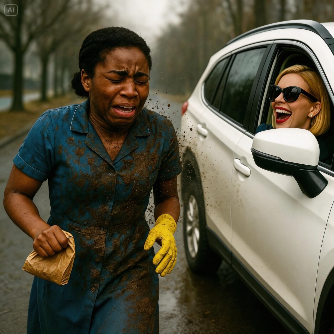 RICH LADY SPLASHES MUD ON CLEANER GIRL — UNAWARE WHO WAS WATCHING