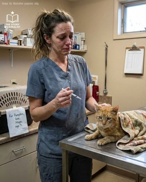 At 3:58 on euthanasia day, I lifted the syringe for an old orange cat abandoned with a child’s note—and realized I was seconds away from killing the only thing another broken family had left.