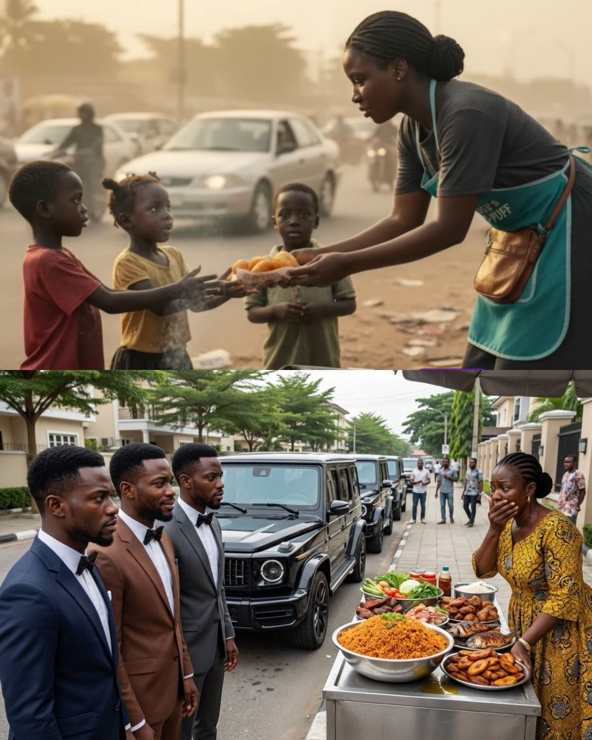 Poor Woman Fed 3 Homeless TRIPLETS, Years Later 3 G-Wagons Pulled Up To Her Stand