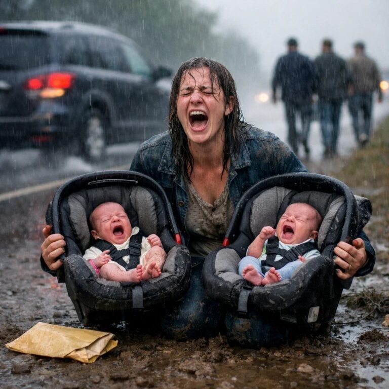 “Get out of the car right now,” my mother ordered while rain hammered the highway and my three-day-old twins cried in their car seats, and when I begged her to stop because the babies were newborns, my father grabbed my hair and pushed me out onto the road while the car was still moving…