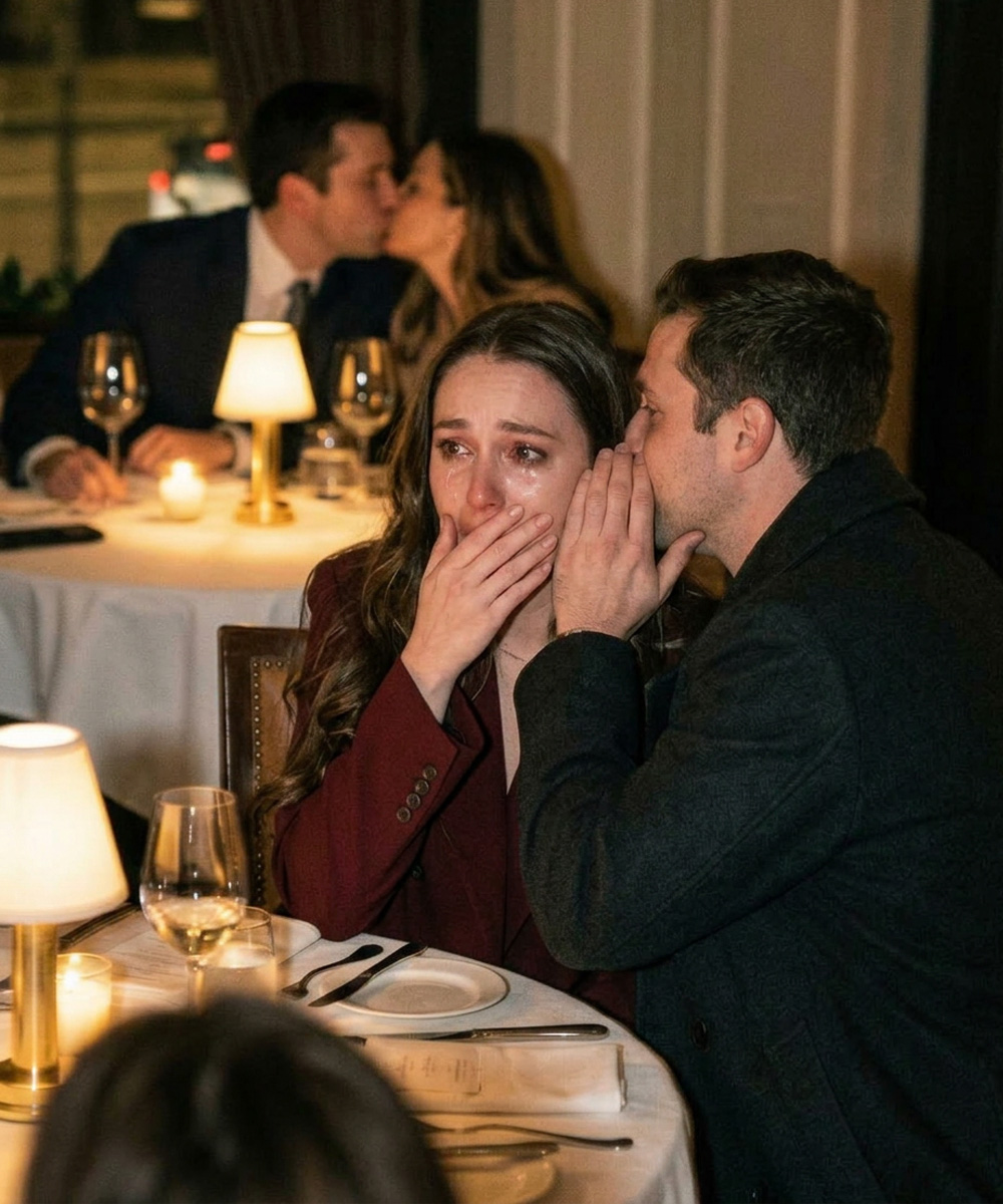 My husband texted me: “I’m stuck at work. Happy 2nd anniversary, babe.” But I was sitting two tables away… watching him kissing another woman. Just as I was about to confront him, a stranger stopped me and whispered, “Stay calm… the real show’s about to start.” And what happened next…