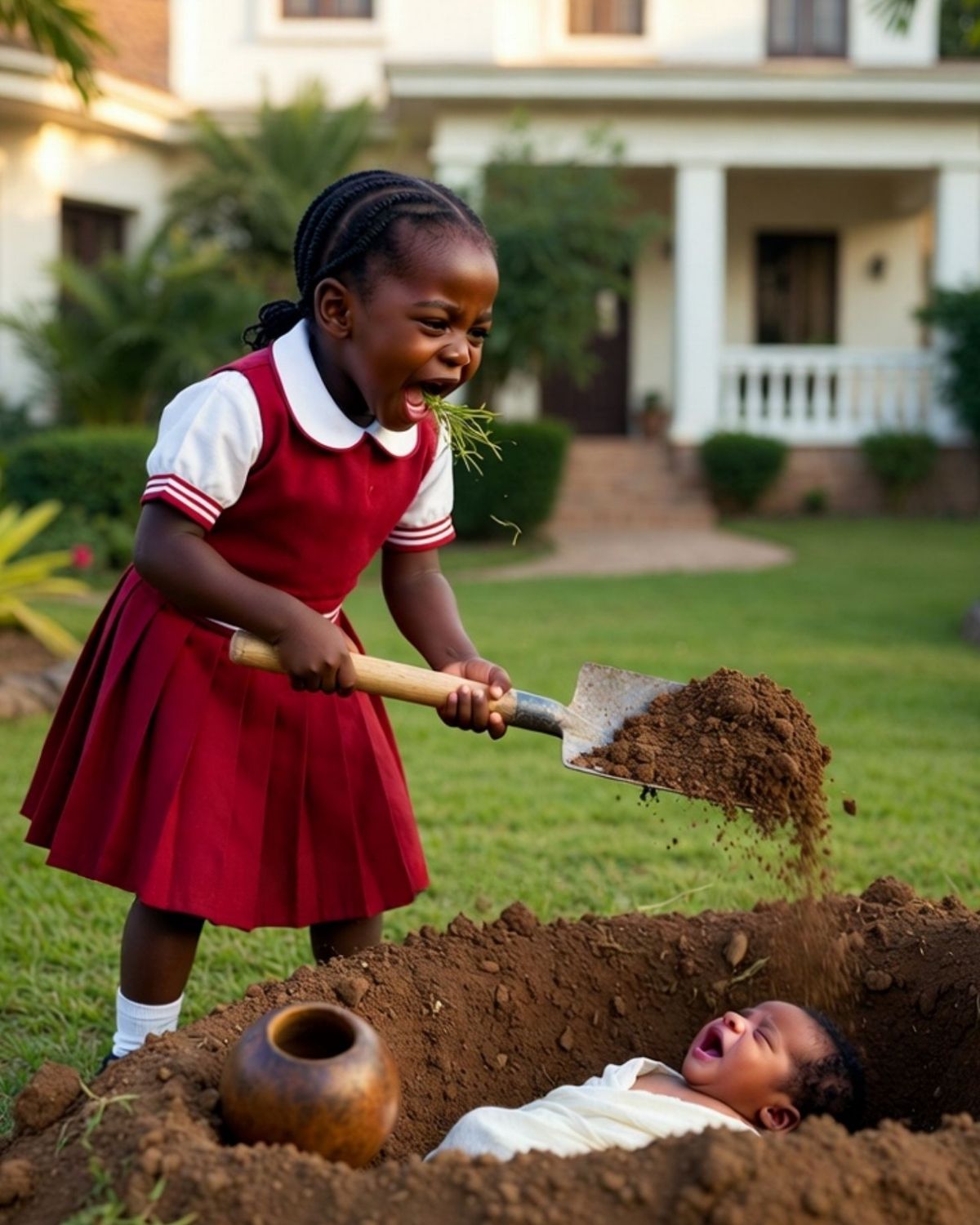 I must hurry before my mom comes back.” 5 yr old Joy said as she bury her 2 wks old brother alive that afternoon.